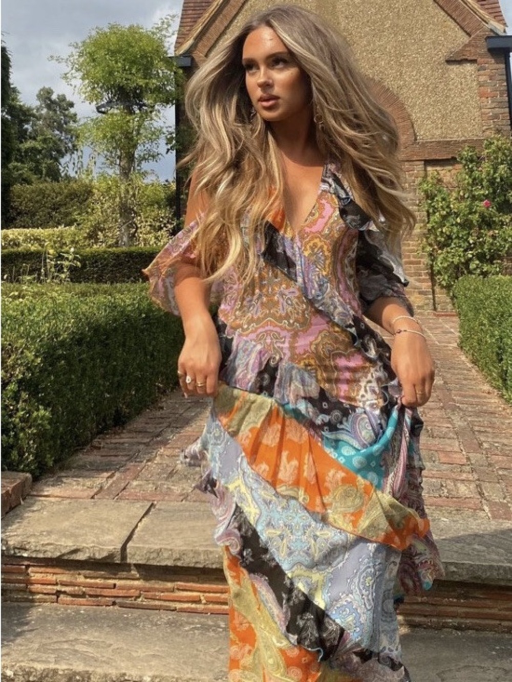 Zara Blogger's Favorite!!! Ruffled Paisley patchwork chiffon fairy  dress